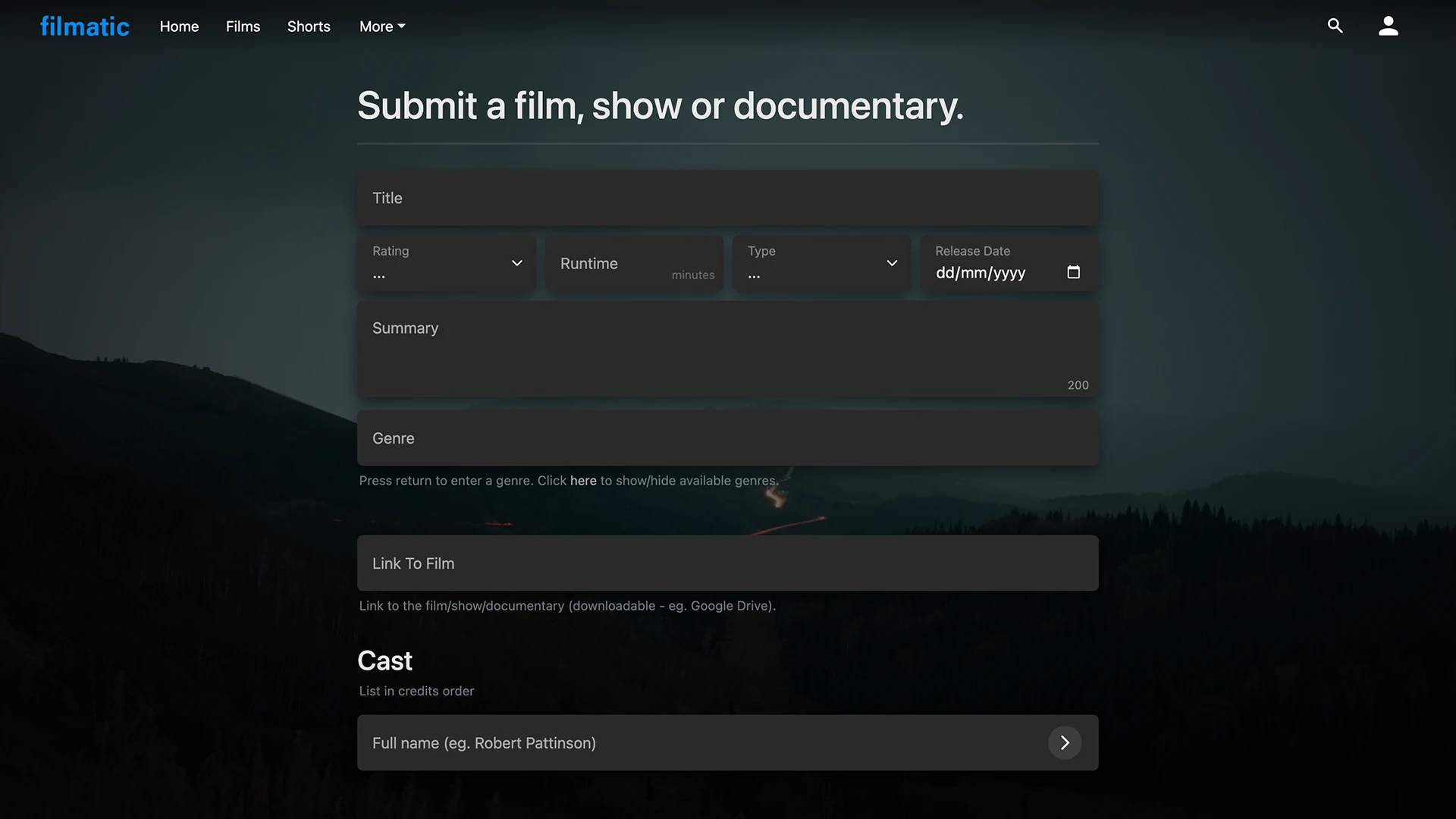 Submit Film Screenshot